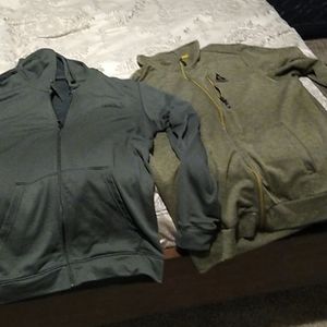 Pair of athletic jackets dark green. Adidas/Gerry